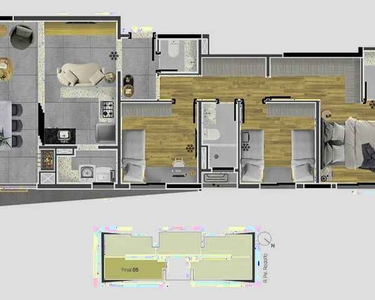 3 dormitórios, 1 suítes, 2 banheiro, 2 vagas na garagem, 93M² de Área Construída