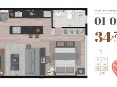 Loft com 1 dormitório à venda, 34 m² por R$ 411.000 - Centro - Belo Horizonte/MG