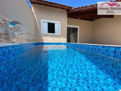 Casa nova com piscina com 2 quartos à venda, 91 m² por r$ 320.000 - oceanópolis - mongaguá/sp