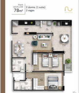 Apartamento em Campo da Aviação, Praia Grande/SP de 83m² 2 quartos à venda por R$ 632.536,00