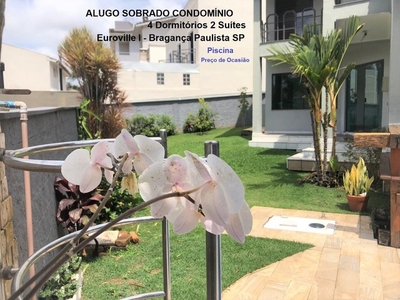 Alugo Sobrado 4 Dormitórios Condomínio Euroville I, cidade de Bragança Paulista SP