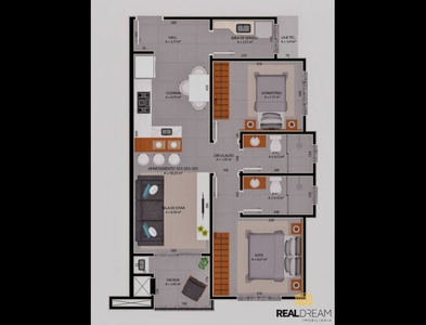 Apartamento no Bairro Velha em Blumenau com 2 Dormitórios (1 suíte) e 59.25 m²