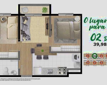 1 dormitório, 27M² de Área Construída