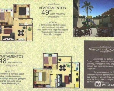 Apartamento com 2 dormitórios à venda, 49 m² por R$ 208.000,00 - Jardim Bandeirantes - Poç