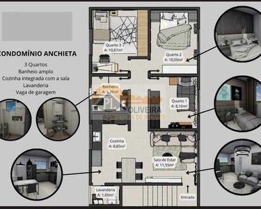 Apartamento para Venda em Sarzedo, JARDIM ANCHIETA, 3 dormitórios, 1 banheiro, 1 vaga