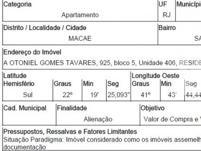 Apartamento em Centro, Macaé/RJ de 50m² 1 quartos à venda por R$ 87.856,00