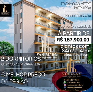 Apartamento em Cidade Patriarca, São Paulo/SP de 34m² 2 quartos à venda por R$ 186.900,00