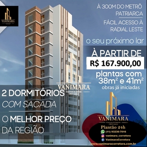 Apartamento em Cidade Patriarca, São Paulo/SP de 38m² 2 quartos à venda por R$ 166.900,00