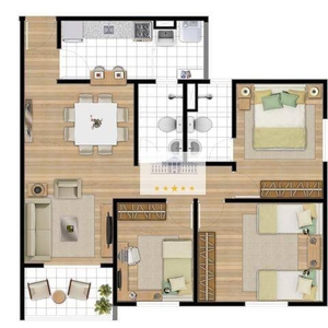 Apartamento em Umuarama, Araçatuba/SP de 66m² 3 quartos à venda por R$ 213.000,00