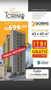 Apartamento em Vila Santa Luzia, São Bernardo do Campo/SP de 45m² 2 quartos à venda por R$ 237.000,00