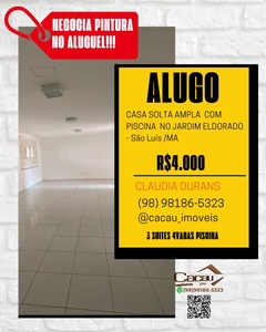 Casa em Jardim Eldorado, São Luís/MA de 10m² 3 quartos para locação R$ 3.500,00/mes