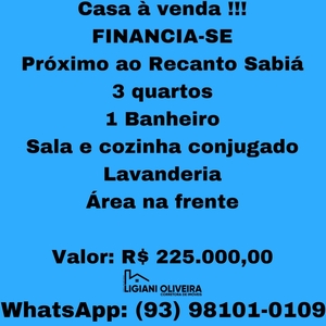 Casa em Próximo Ao Recanto Sabiá, Novo Progresso/PA de 70m² 3 quartos à venda por R$ 224.000,00