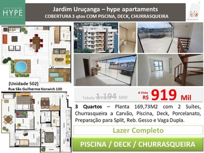 Cobertura em Centro, Rio de Janeiro/RJ de 170m² 3 quartos à venda por R$ 918.000,00