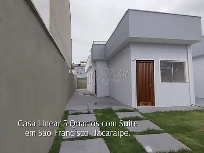 Casa Linear Nova para venda tem 96 M² com 3 quartos em São Francisco - Serra - ES