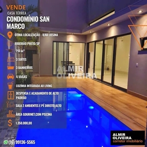 MG - Casa térrea - Condomínio San Marco - Ilha Liesina - 3 Suítes - 4 Vagas - Ribeirão Pre