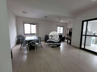 Pitangueiras - flat na melhor localização de pitangueiras, sacada gourmet, vistinha mar, 110 m² úteis, 02 vagas de garagem e lazer no prédio