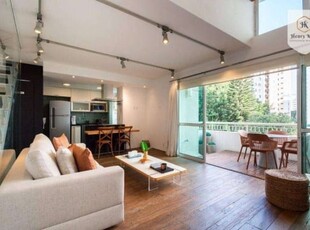 Loft com 1 dormitório e 2 vagas, 74 m² - venda por r$ 1.850.000 ou aluguel por r$ 13.013/mês - moema pássaros - são paulo/sp