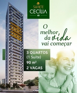 Apartamento para venda com 90 metros quadrados com 3 quartos em Madalena - Recife - PE