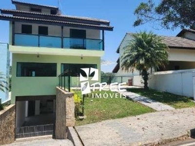 Locação de sobrado no condomínio arujá v, em arujá/sp, 300m² com 3 quartos, suíte, área gourmet, churrasqueira e garagem para 7 carros. consulte-nos.