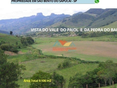 Terreno à venda, 9106 m² por r$ 730.000,00 - zona rural - são bento do sapucaí/sp