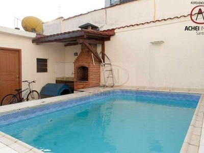 Casa triplex independente, com 4 suítes, piscina, 237 m² - venda por r$ 2.200.000 ou aluguel por r$ 20.660/mês - campo grande - santos/sp