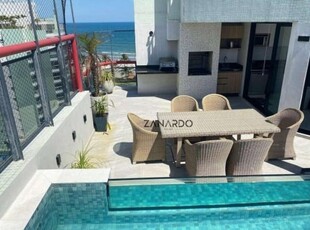 Cobertura vista mar 3 dormitórios, 200 m² - venda por r$ 4.700.000 ou aluguel por r$ 17.500/mês - riviera de são lourenço - bertioga/sp