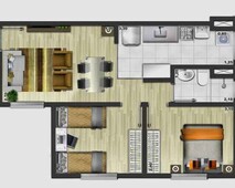 Apartamentos com 2 Dormitórios, living com dois ambientes