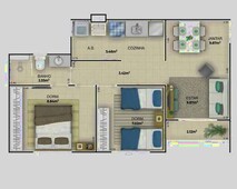 B128***Apartamento para venda com 44 metros quadrados com 2 quartos em Turu