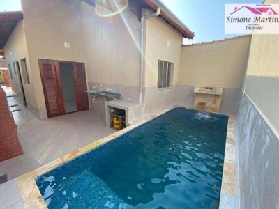 Casa nova com piscina com 2 quartos à venda, 70 m² por r$ 290.000 - flórida mirim - mongaguá/sp