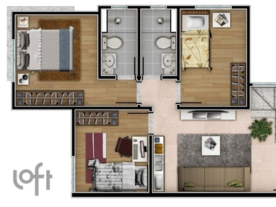 Apartamento à venda em Santa Rosa com 52 m², 2 quartos, 1 suíte, 1 vaga