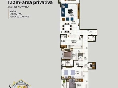 Apartamento com 3 quartos à venda na avenida presidente kennedy, 4540, canto do forte, praia grande, 132 m2 por r$ 1.670.225