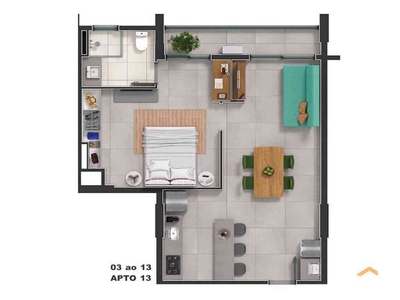 Apartamento com 1 quarto à venda no bairro Setor Bueno, 47m²