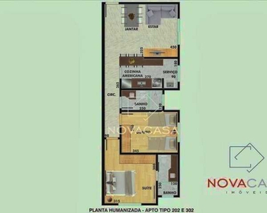 Apartamento com 2 dormitórios à venda, 56 m² por R$ 245.000,00 - Letícia - Belo Horizonte