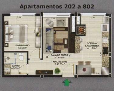 Apartamento novo 1 dormitório central