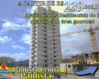 Apartamento para venda possui 70m² de 3 quartos com suite no Centro Paulista-A PARTIR DE 2