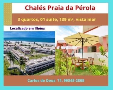 Mega Oportunidade: Praia da Pérola, Chalés Privativos 3 Quartos, 139 m² , 01 suíte, frente