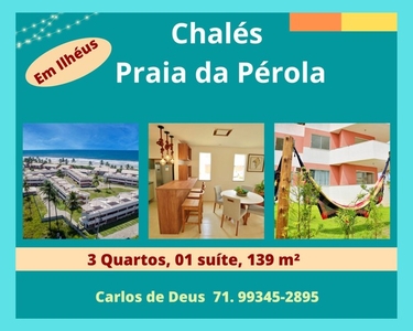 Praia da Pérola, sensacionais Chalés Privativos 3 Quartos, 139 m² , 01 suíte, vista mar,