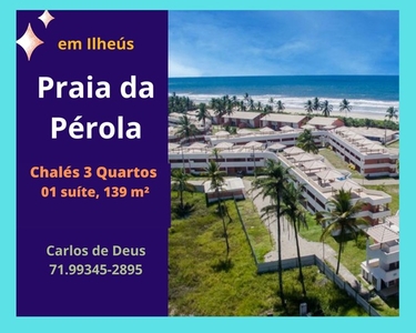 Sensacional: Praia da Pérola, Chalés Privativos 3 Quartos, 139 m² , 01 suíte, frente mar,