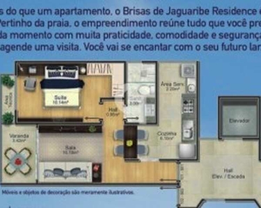 Seu 1/4 com varanda, perto da praia - Brisas de Jaguaribe Residencial