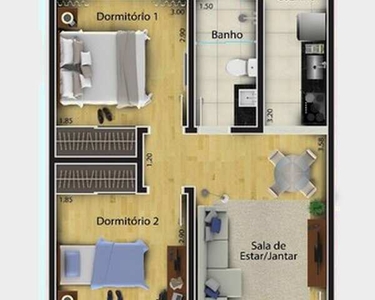 Unidades no Villagio Colorado de 53 a 65m²