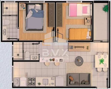 Vende Lindo Apartamento, 49 m², no Condomínio RESIDENCIAL LUIZA, 2 dormit (1 suíte), varan