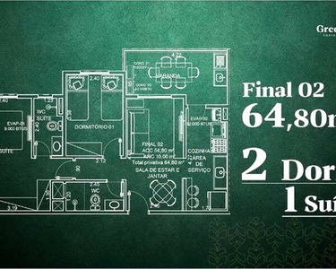 Apartamento para venda com 65 metros quadrados com 2 quartos