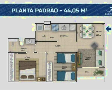 Apartamento para venda possui 58 metros quadrados com 2 quartos em Turu - São Luís - Maran