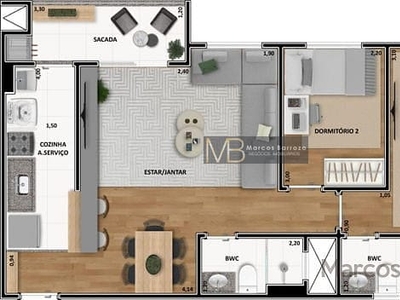 Apartamento em Aurora, Londrina/PR de 64m² 2 quartos à venda por R$ 449.000,00
