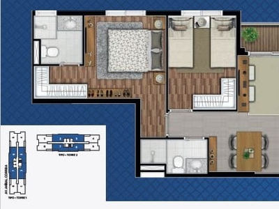 Apartamento em Jardim Tupanci, Barueri/SP de 60m² 2 quartos para locação R$ 2.538,00/mes