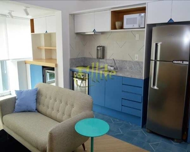 Apartamento mobiliado e decorado com 1 dormitório para locação na região do Brooklin em Sã