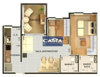 Apartamento em Tatuapé, São Paulo/SP de 56m² 1 quartos à venda por R$ 598.000,00