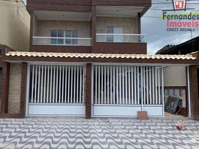 Casa nova sobreposta com sacada 2 dormitórios à venda, 83 m² por R$ 250.000 - Mirim - Praia Grande/SP