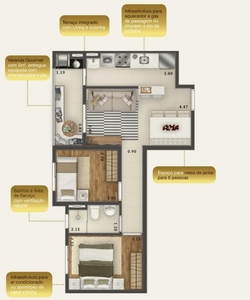 Flat em Vila Esperança, São Paulo/SP de 46m² 2 quartos à venda por R$ 265.400,00