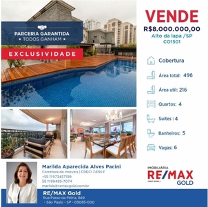 Penthouse em Bela Aliança, São Paulo/SP de 496m² 4 quartos à venda por R$ 7.999.000,00